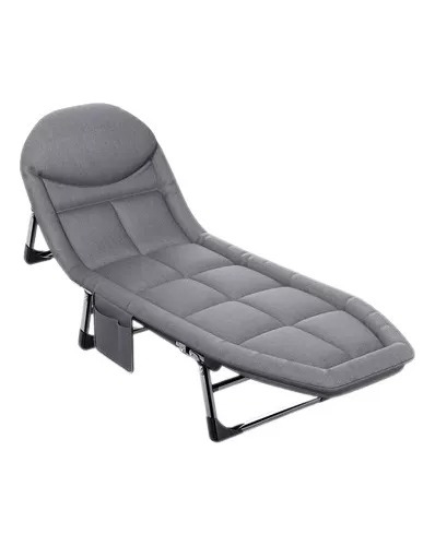 Silla Cama Plegable Reposera Para Camping Portátil Gris