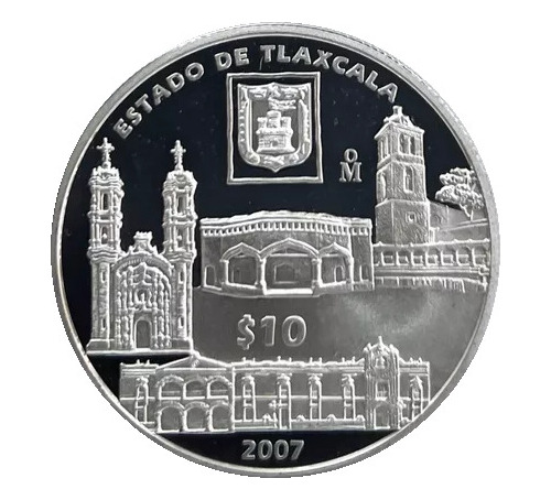 10 Pesos Estado Tlaxcala 2da Fase Plata Proof 2007