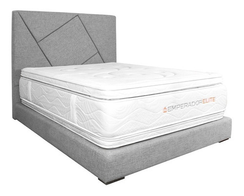 Colchón Sencillo de espuma Romance Relax Emperador Pantom + base gris - 120cm x 190cm x 61cm con pillow