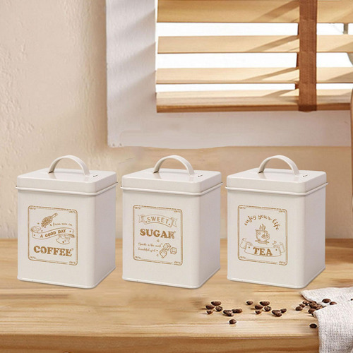 Juego De Recipientes Para Mostrador De Cocina De 3 Lechoso