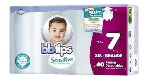 comprar Pañales Talla 7 XXL Grande 40 Pzas Sensitive Bbtips