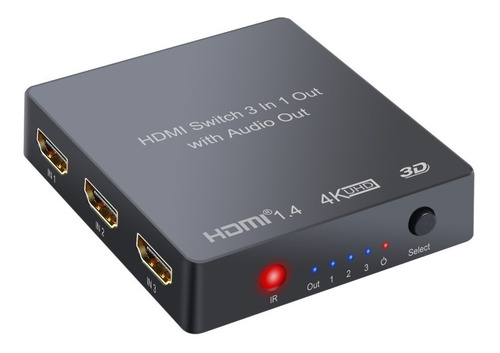 Switch Hdmi 3 Puertos 4k Extractor De Audio A Optico Y Rca