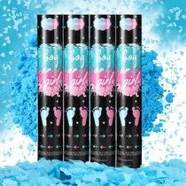 Comprar 4 Cañon Confeti Para Revelacion Genero Papel Azul Polvo Maiz