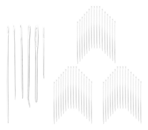 Set 5 Agujas Jumbo Ojo Grande, Y 55 Ojo Plata De Costura Color Plateado