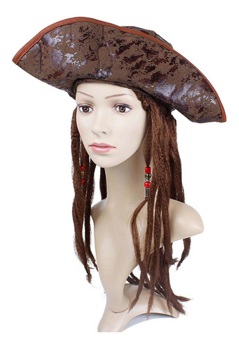 Sombrero De Pirata Con Accesorio De Fiesta De Peluca Para