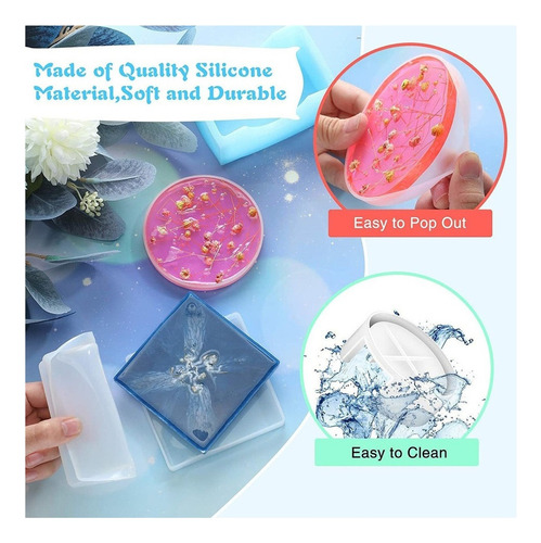 ... 10 Round Square Silicone Coaster Mold Set