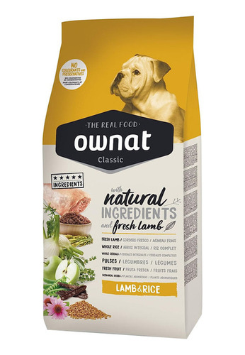 Ownat Classic Para Perros Sabor Cordero Y Arroz 20kg