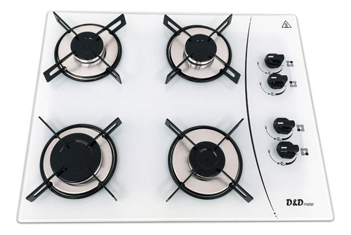 Fogão Cooktop D&d 4 Bocas Branco Mega Chama A Gás