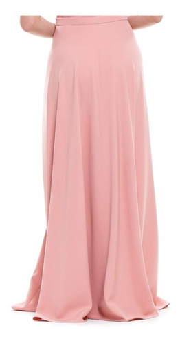 Imagem 2 de 7 de Vestido Festa Crepe Encorpado Longo Rodado Rosé Rosa Claro