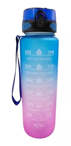 Bote De Agua Motivacional 1300 Ml Termo Cilindro Popote Gym