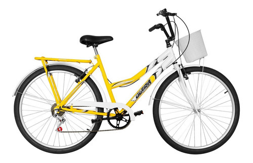 Bicicleta Aro 26 Ultra Bike Summer Bicolor Com 6 Marchas Cor amarelo-branco