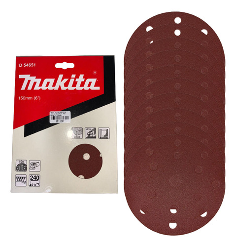 Caixa 10 Pcs Disco De Lixa C/ Velcro 6 #240 Makita B-54651