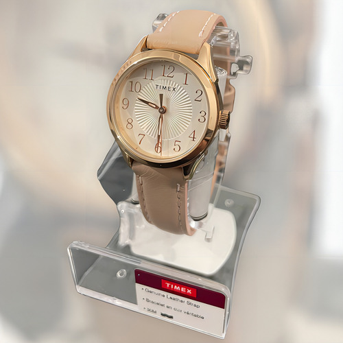 Reloj Mujer Timex Correa De Piel 29 Mm 3 Atm Tw2t665009j Color de la correa Rosa Color del bisel Rosa/Dorado Color del fondo Blanco