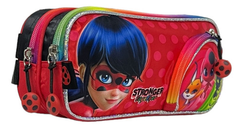 Kit Mochila Lady Bug Ruedas Lonch Lapicera Original Primaria
