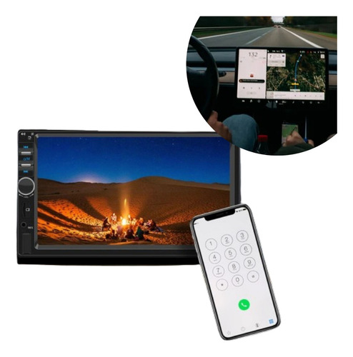 Central Multimidia Veicular Tela Full Hd 7pol Bluetooth Fm Cor Preto