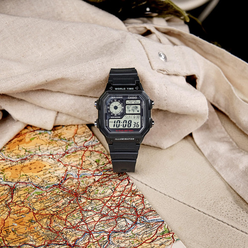 Reloj Casio Japonés Cuarzo Negro Ae1200wh-1a 21