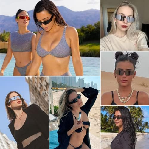 Bawuyi Y2k Futuristic Wrap Around Gafas De Sol Hombres Mujer