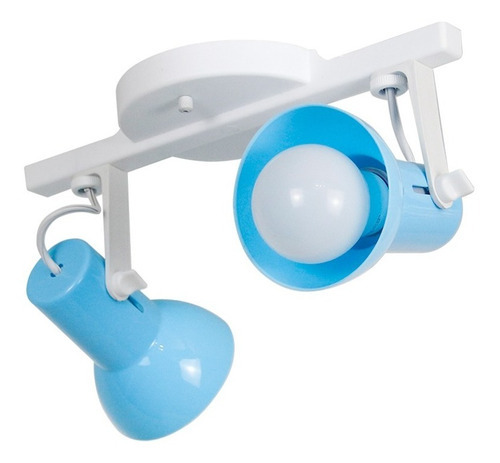 Luminaria Spot Trilho Kids Quarto Infantil Azul 2 Lampadas 110V/220V