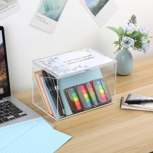 Caja De Tarjeta De Índice Acrílico Transparente De 5 X 8 Pul