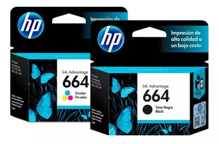 Combo Cartucho Tinta Hp 664 Negro + Tricolor Original