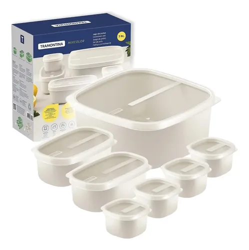 Kit De Potes Para Cozinha Mantimento Com Tampa Tramontina Bege