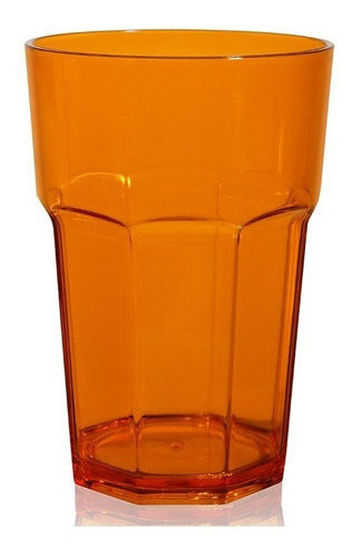 Vaso Facetado Plastico Bristol 520cm3 Naranja Traslucido