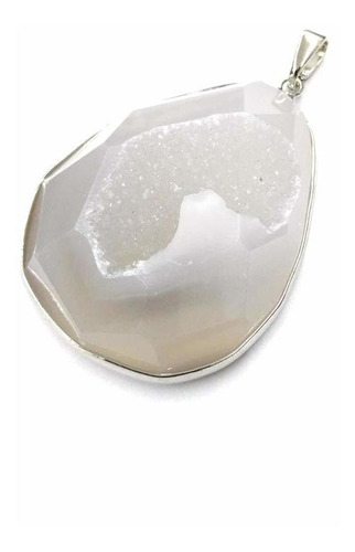 Colgante Agata Cristal Facetado Geoda Natural Forma Gota 40