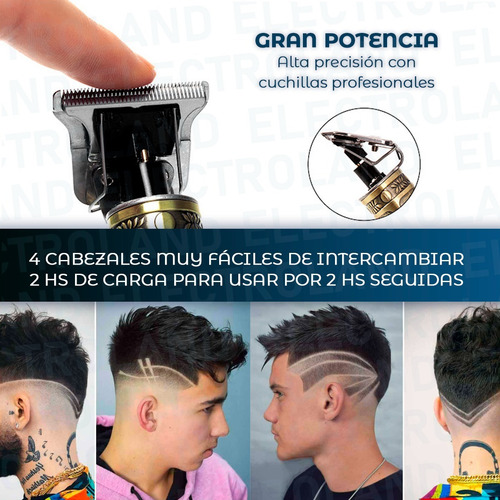Imagen 7 de 10 de Máquina Profesional Corta Patilla Barba Pelo Vintage Trimmer