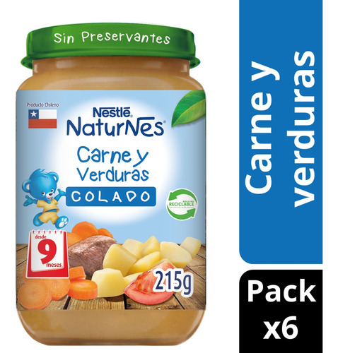Colado Nestlé® Naturnes® Carne Y Verduras 215g Pack X6