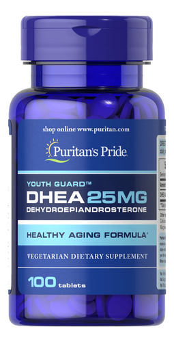 Dhea 25 Mg Puritans Pride Suplemento Hormonal - 100 Tabletas Sabor Sin sabor