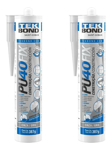Imagem 2 de 2 de Adesivo Silicone Pu 40 Fix Construção Tek Bond Kit 2 Unid