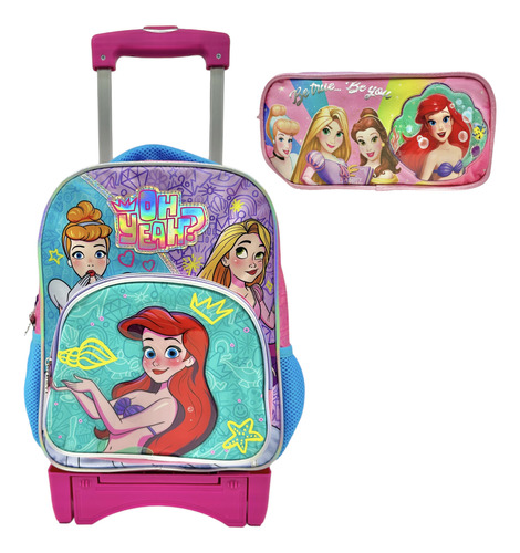 Mochila Princesas Original Con Carrito Preescolar Kinder