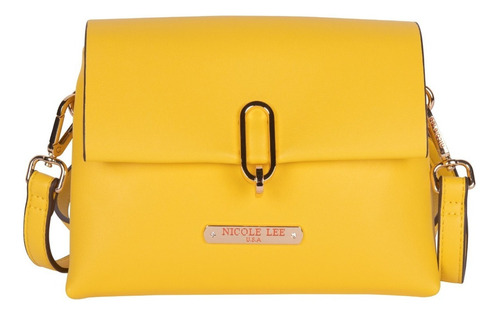 Bolsa Cruzada Nicole Lee Con Solapa Y Broche Ss22 Color Amarillo