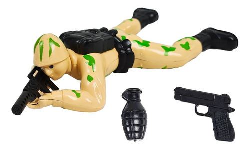 Imagem 2 de 3 de Boneco Soldado Atirador Rasteja Guerra - Brinquedo Infantil