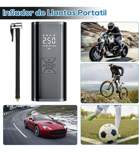 Infinflador De Llantas Inalambrico Portátil Auto Aire Bomba Negro 50 Monofásica