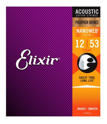 Cuerdas Elíxir 12-53 Nanoweb Para Guitarra Electroacústica 