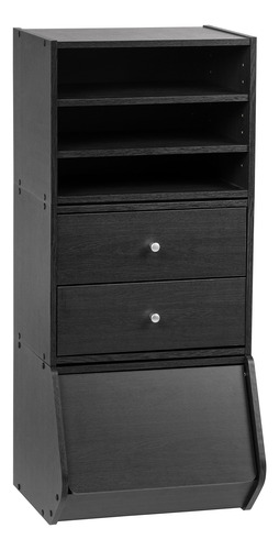 Caja Organizadora Modular De Madera Negra Con Estantes Ajust