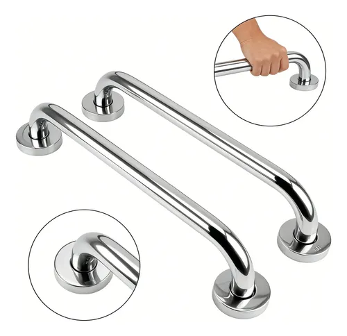 Barra Apoio Banheiro Inox 60cm 2pcs Moderno Prateado