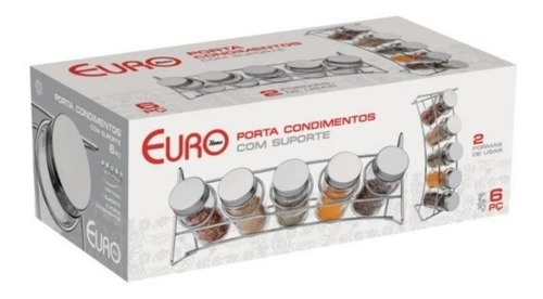Porta Condimentos Redondo Com Suporte 6 Pçs Euro