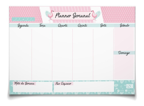 Planner Semanal Flamingo Bloco A4 (tam Sulfite) Planejamento