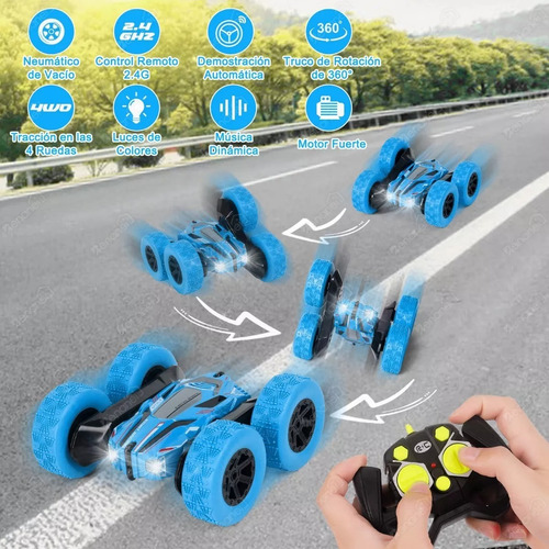 Carro De Control Remoto Deriva Rotación De 360 Grados Con Música Y Luz Color Azul ZL-928-7 CNZLING