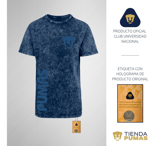 Jersey Playera Deslavada Pumas Unam Hombre Retro Azul Vinil