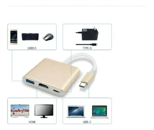 Adaptador Cab Tipo C Para Hdmi 4k Usb 3.0 Hub Macbook Air P