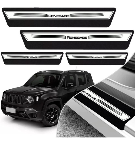 Kit 8 Peças Soleira Adesivo Porta Jeep Renegade 2015 2016 2