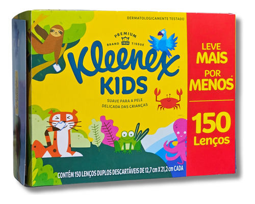 Kit 6 Caixas Lenço De Papel Kleenex C/ 150 Folhas Dupla