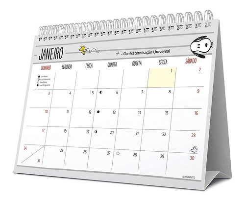 Calendário De Mesa 2021 Snoopy 210515 Spiral Sno Pt 1 Un