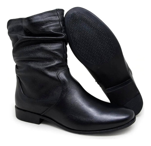 Bota Perlatto Casual Feminina Modelo Básico Cano Franzino