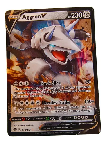 aggron v pokemon card & Vmax 097/172 Brilliant Stars Weakness Fire 2 Resistance Grass Aggron V Brilliant Stars Pokemon