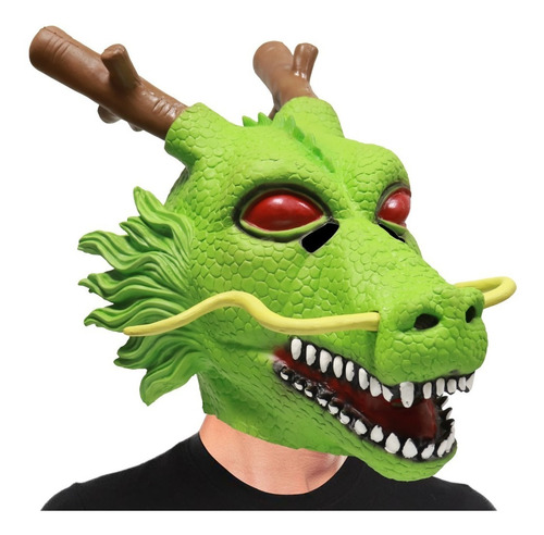 Mascara De Dragon Mitologico Chino Latex Disfraz Halloween Color Verde DRAGON VERDE