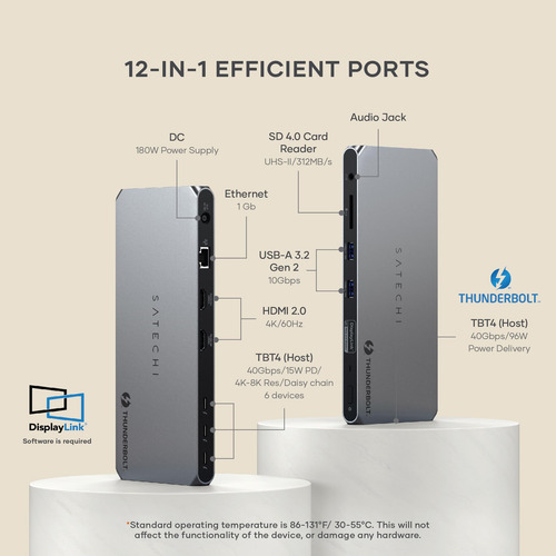 Base Thunderbolt 4 De Satechi Con Carga De 96w, Hdmi Dual